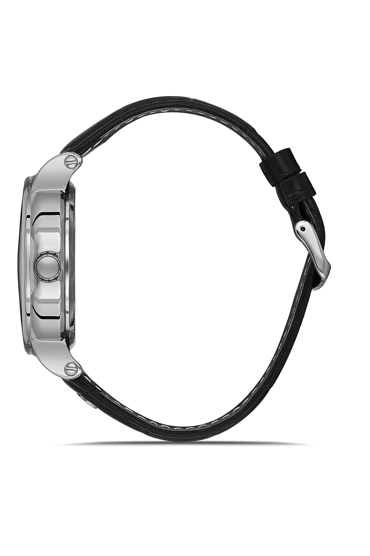 DAVID GUNER Gümüş Kaplama Siyah Kadranlı Otomatik Erkek Kol Saati