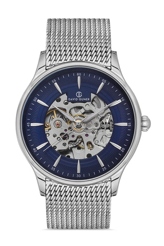 DAVID GUNER GÜMÜŞ KAPLAMALI MAVİ KADRANLI ERKEK KOL SAATİ DG-8244GC-A3