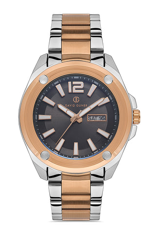 DAVID GUNER ROSE BEYAZ KAPLAMALI SİYAH KADRANLI ERKEK KOL SAATİ DG-8306GA-E9