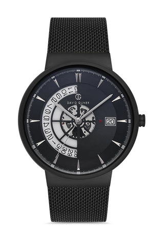 DAVID GUNER SİYAH KAPLAMALI SİYAH KADRANLI ERKEK KOL SAATİ DG-8309GC-G2E