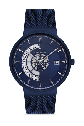 DAVID GUNER MAVİ KAPLAMALI MAVİ KADRANLI ERKEK KOL SAATİ DG-8309GC-H3E