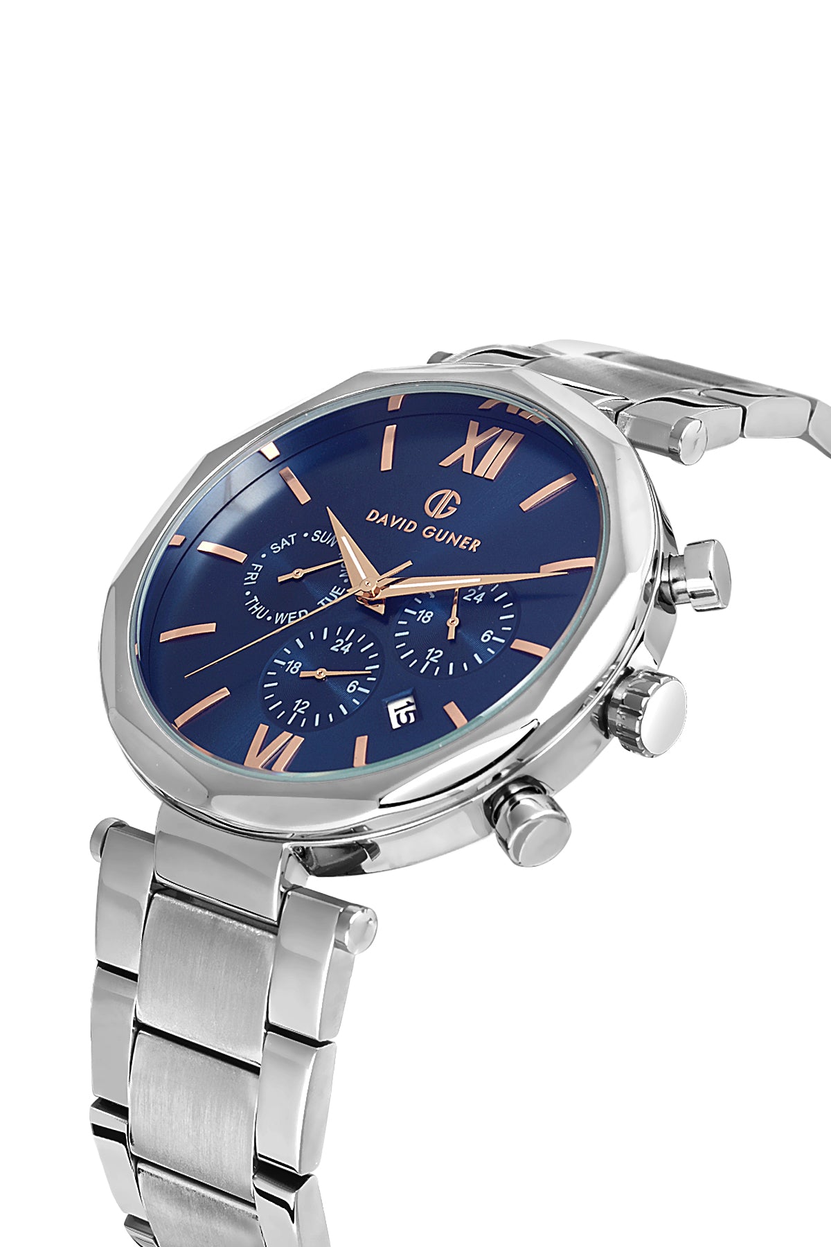 David Guner Lacivert Kadranlı Gümüş Çelik Kordonlu Erkek Kol Saati - DG-8693GA-A3