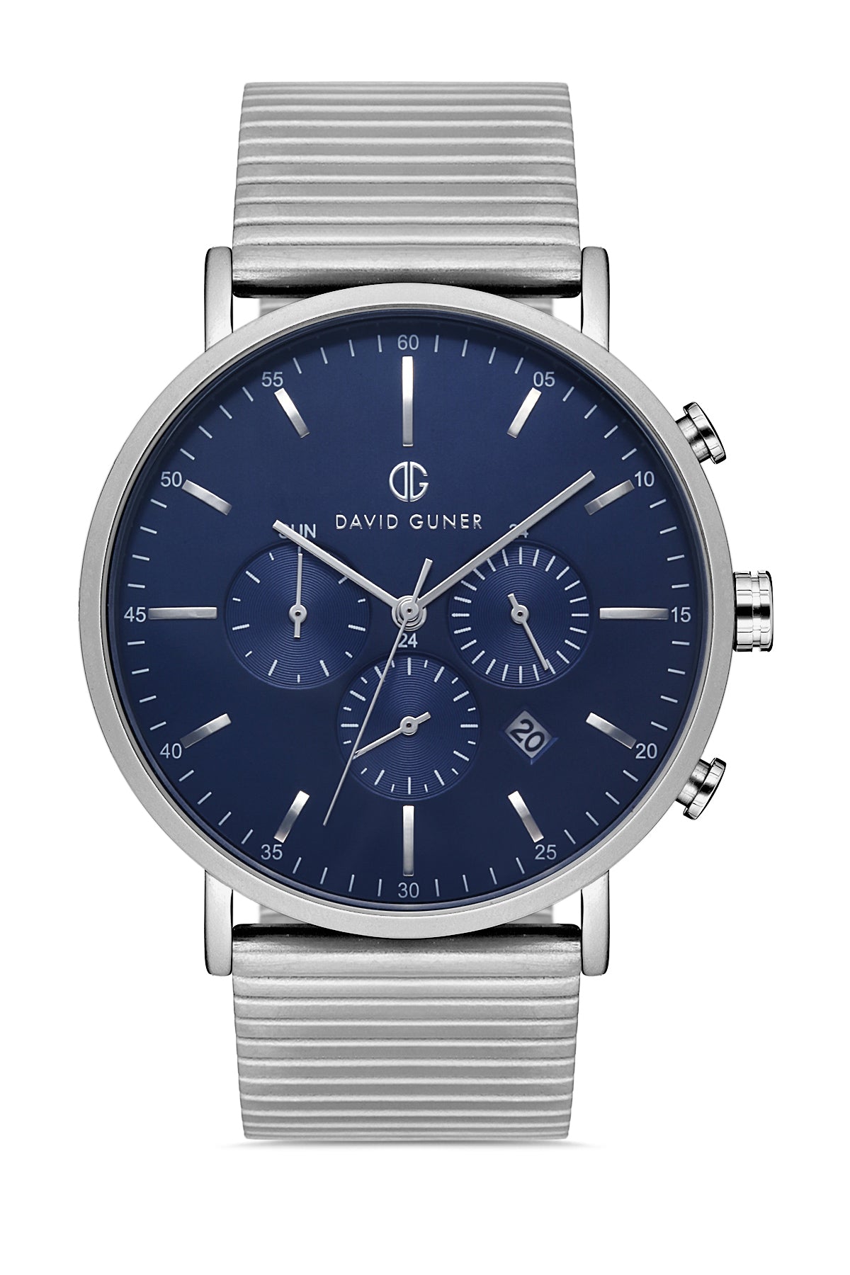 DAVID GUNER Dark Blue Dial Multifunctional Silver Plating Men's Watch