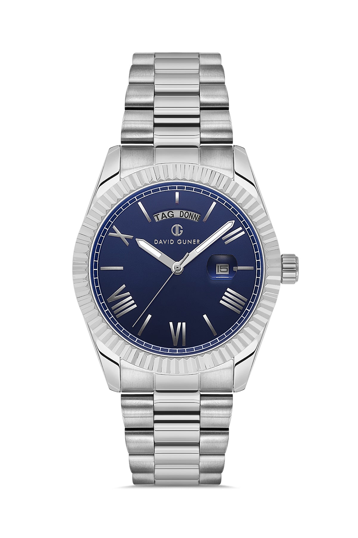 DAVID GUNER Lacivert Kadranlı Takvimli Paslanmaz Çelik Erkek Kol Saati - DG-8698GA-A3