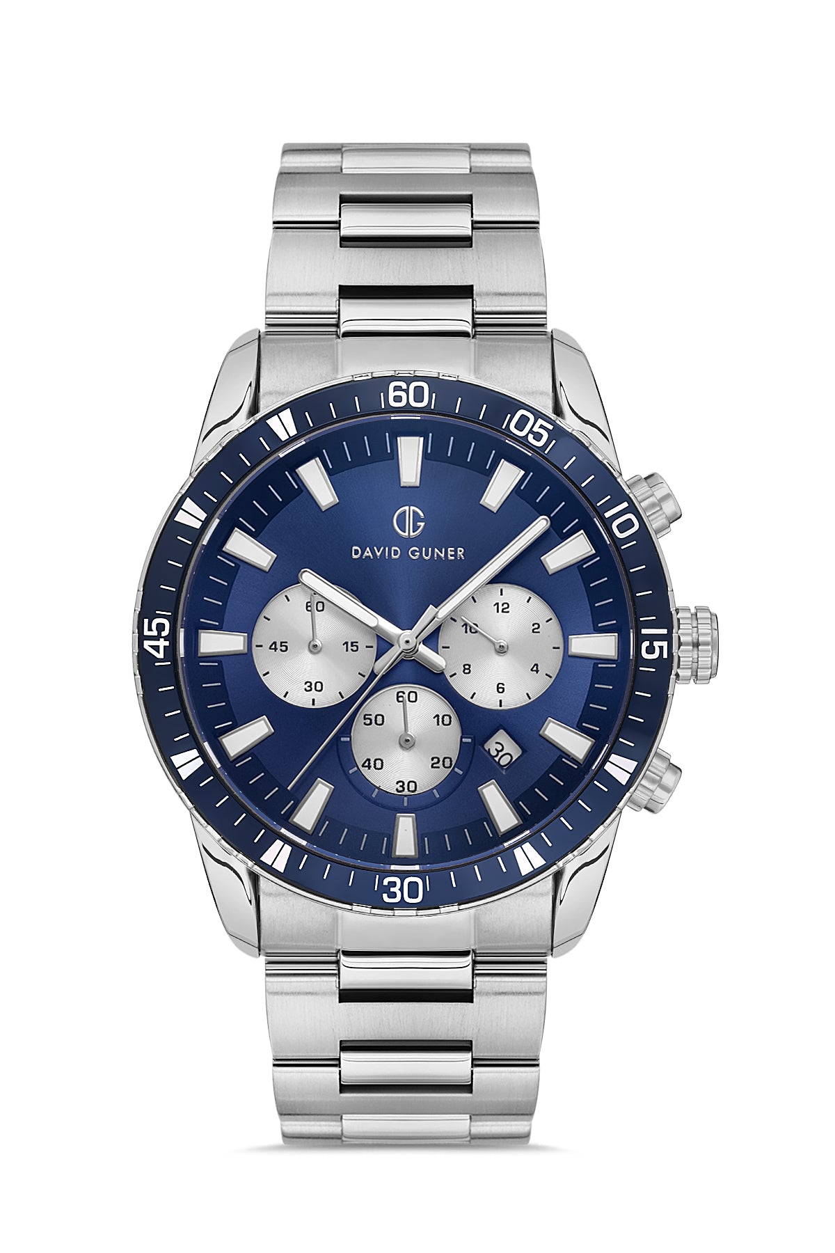 DAVID GUNER Mavi Kadranlı Gümüş Kaplamalı Erkek Kol Saati - DG-8529GA-A3