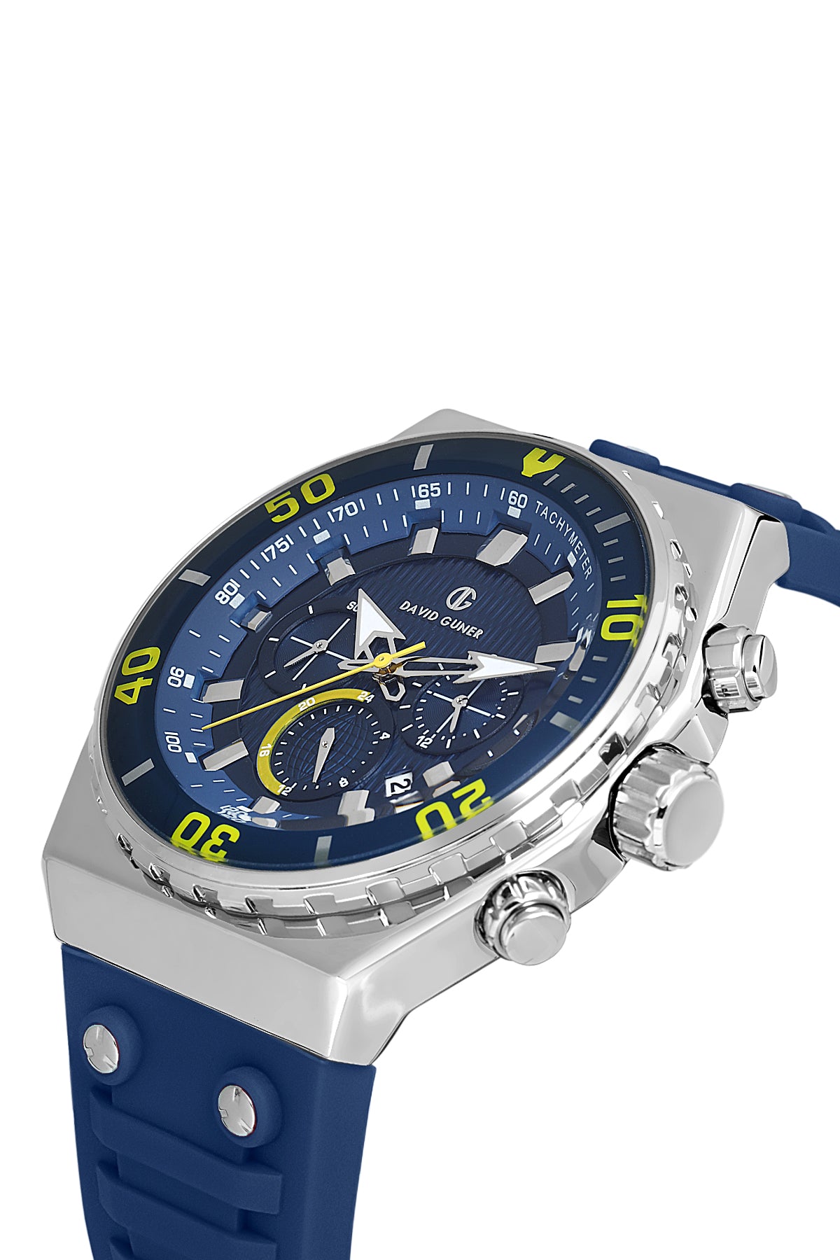 DAVID GUNER Mavi Kadranlı Gümüş Kaplamalı Erkek Kol Saati - DG-8665GD-L3