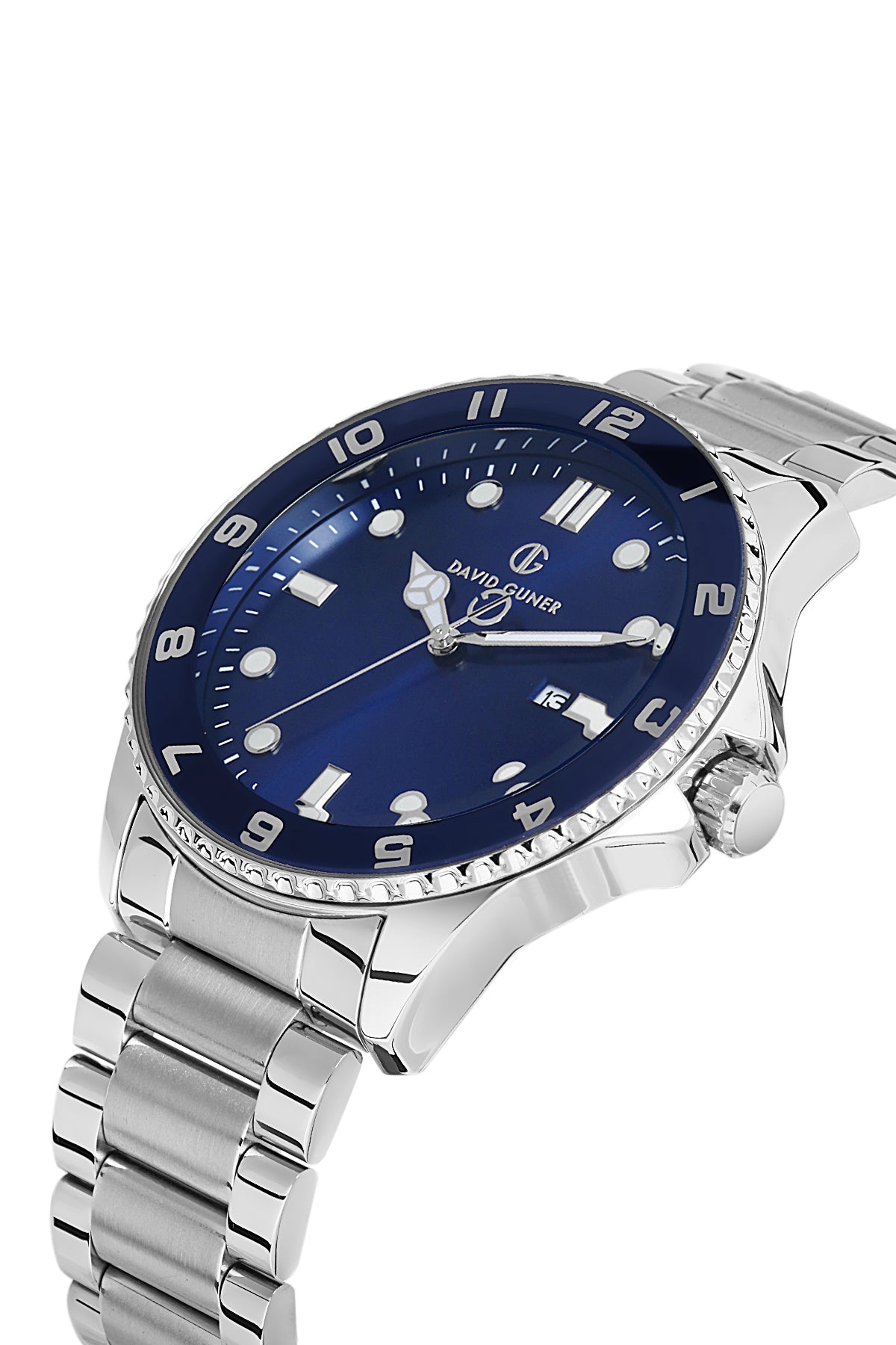 DAVID GUNER Mavi Kadranlı Gümüş Kaplamalı Erkek Kol Saati - DG-8461GA-A3