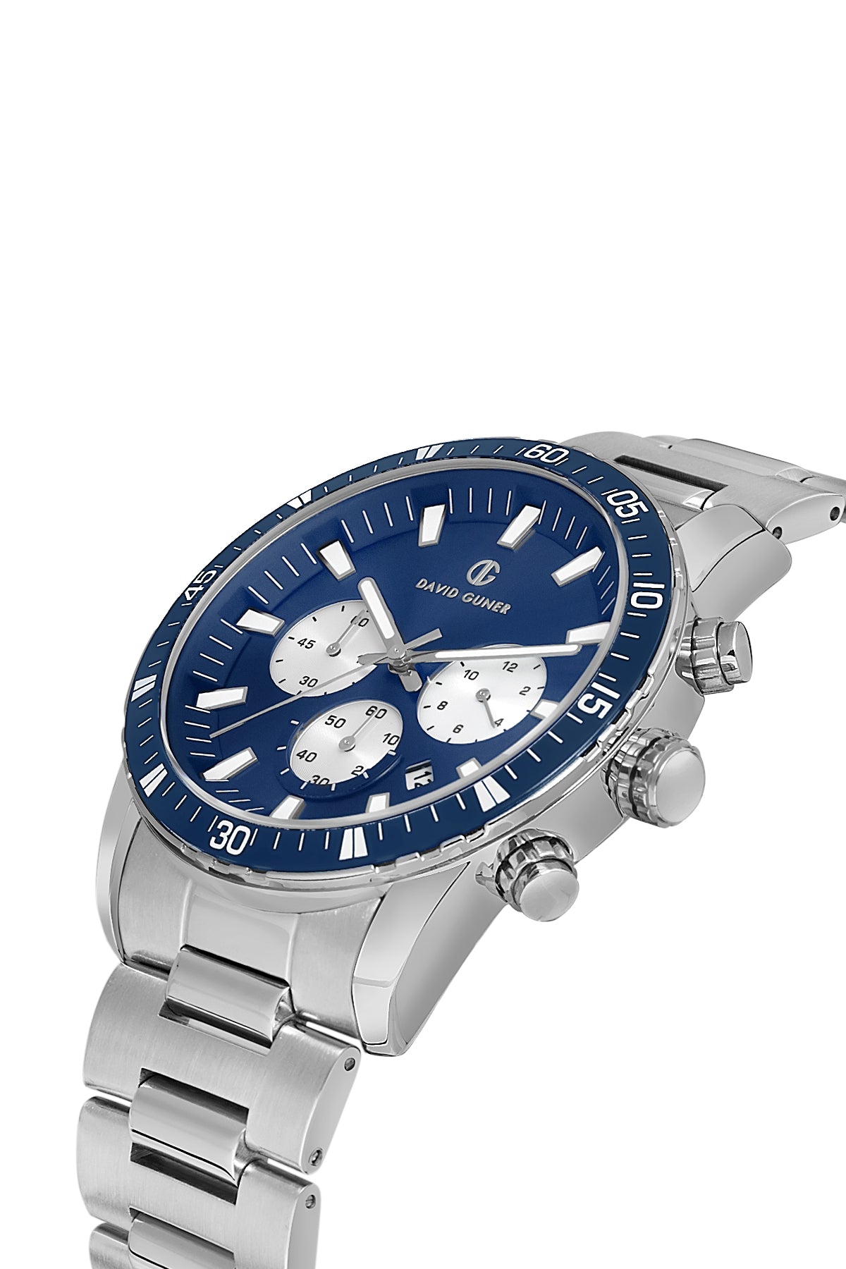 DAVID GUNER Mavi Kadranlı Gümüş Kaplamalı Erkek Kol Saati - DG-8529GA-A3