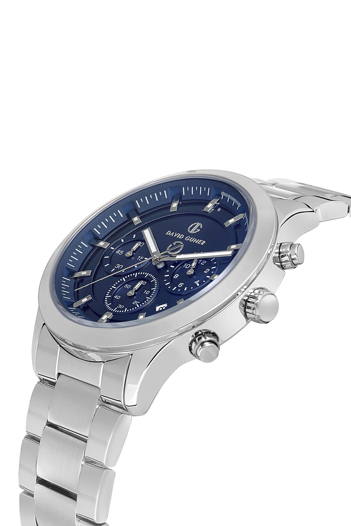 DAVID GUNER Mavi Kadranlı Gümüş Kaplamalı Erkek Kol Saati - DG-8673GA-A3