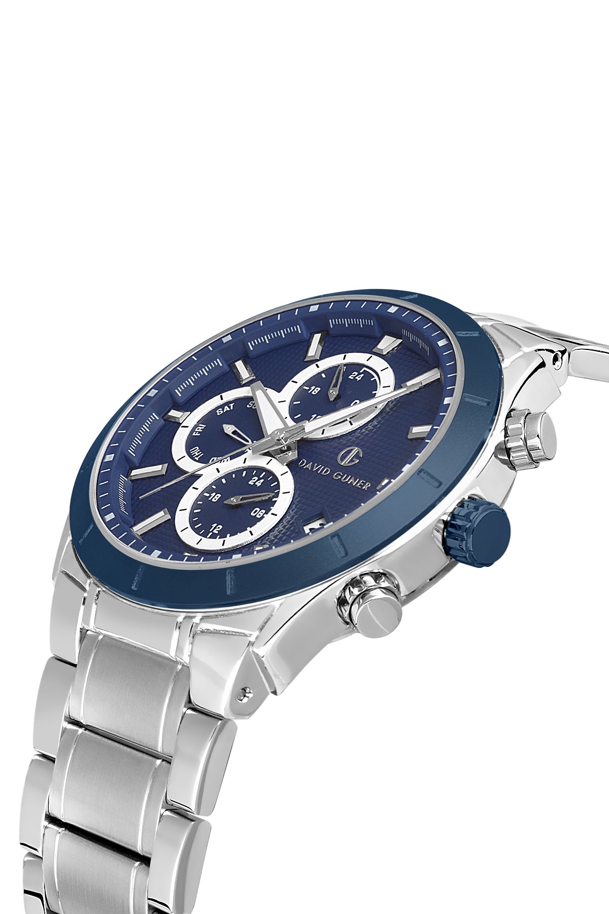 DAVID GUNER Mavi Kadranlı Gümüş-Mavi Kaplamalı Erkek Kol Saati - DG-8645GA-L3