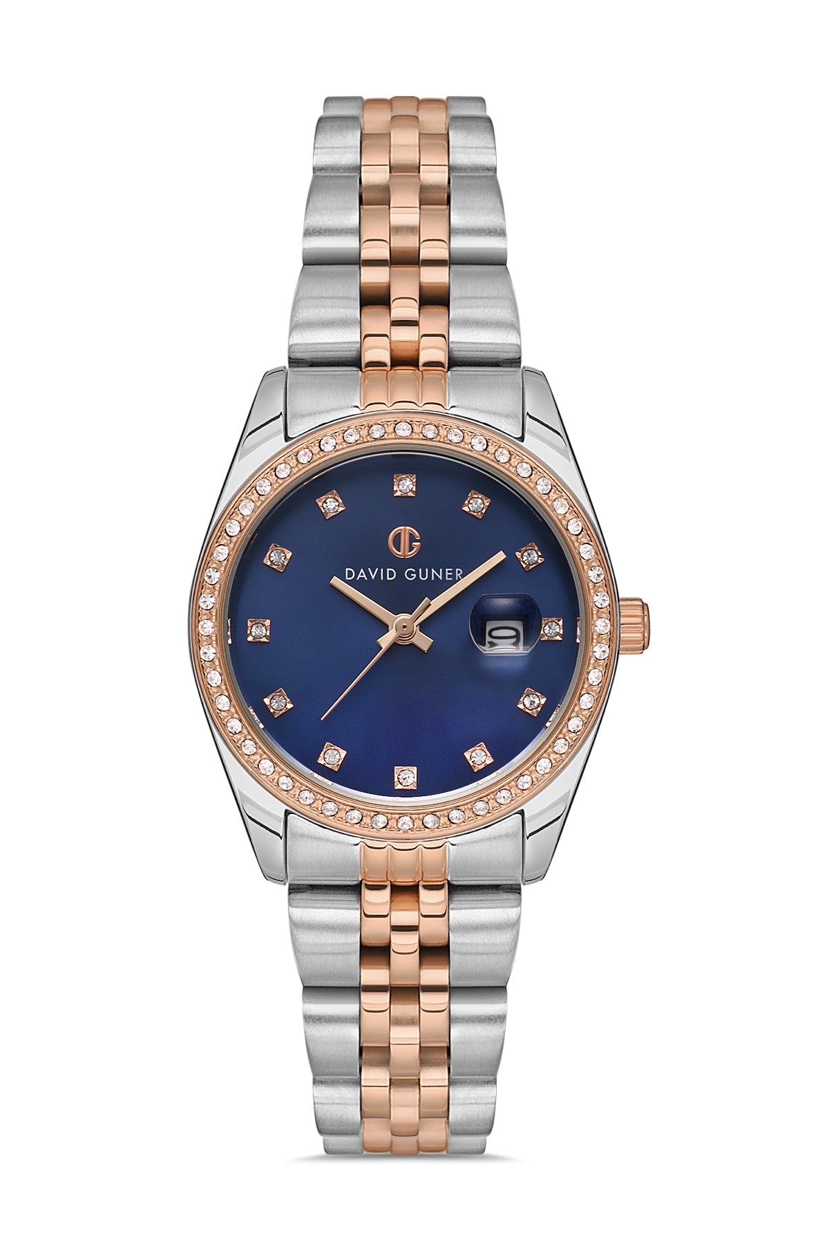 David Guner Blue Dial Rose White Coated Women's Watch