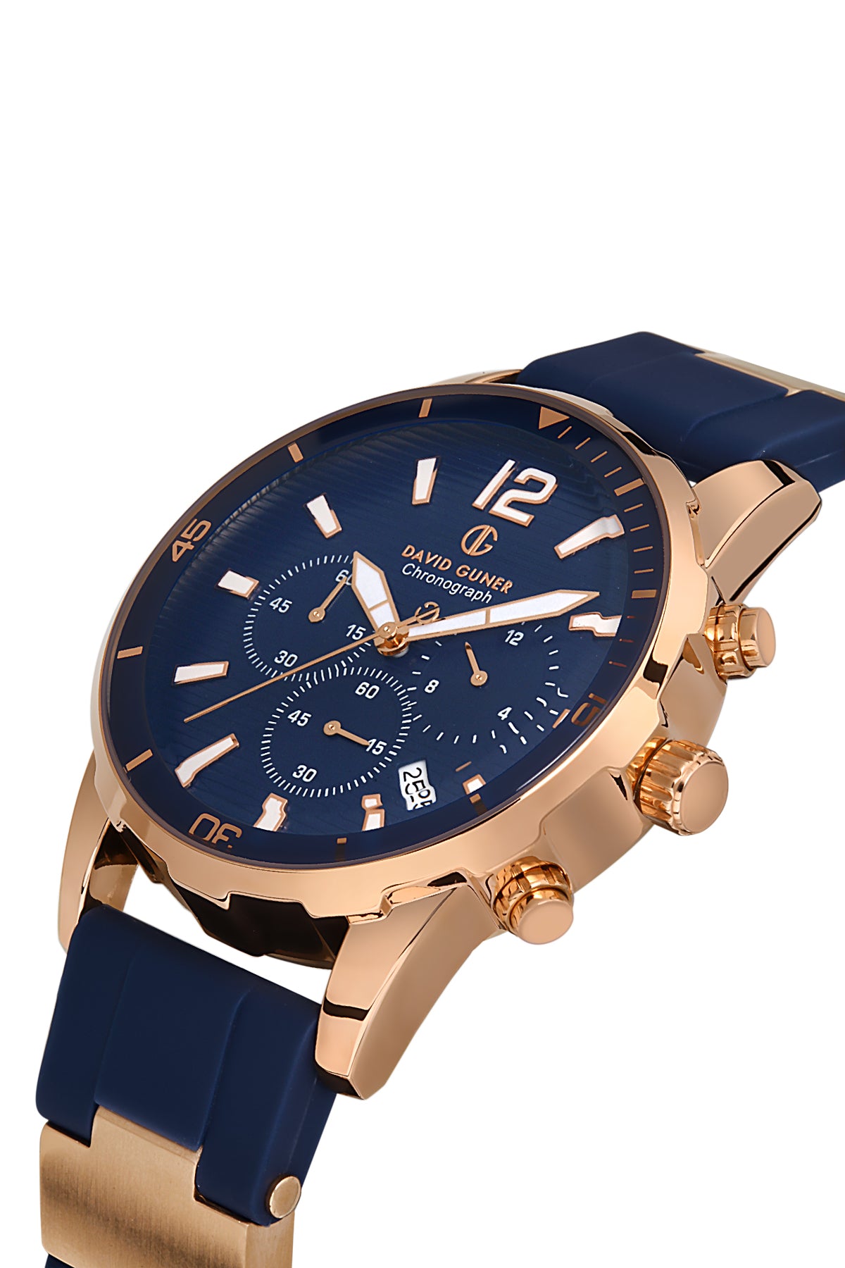 DAVID GUNER Mavi Kadranlı Rose Detaylı Mavi Silikon Kayışlı Erkek Kol Saati - DG-8456GD-T3