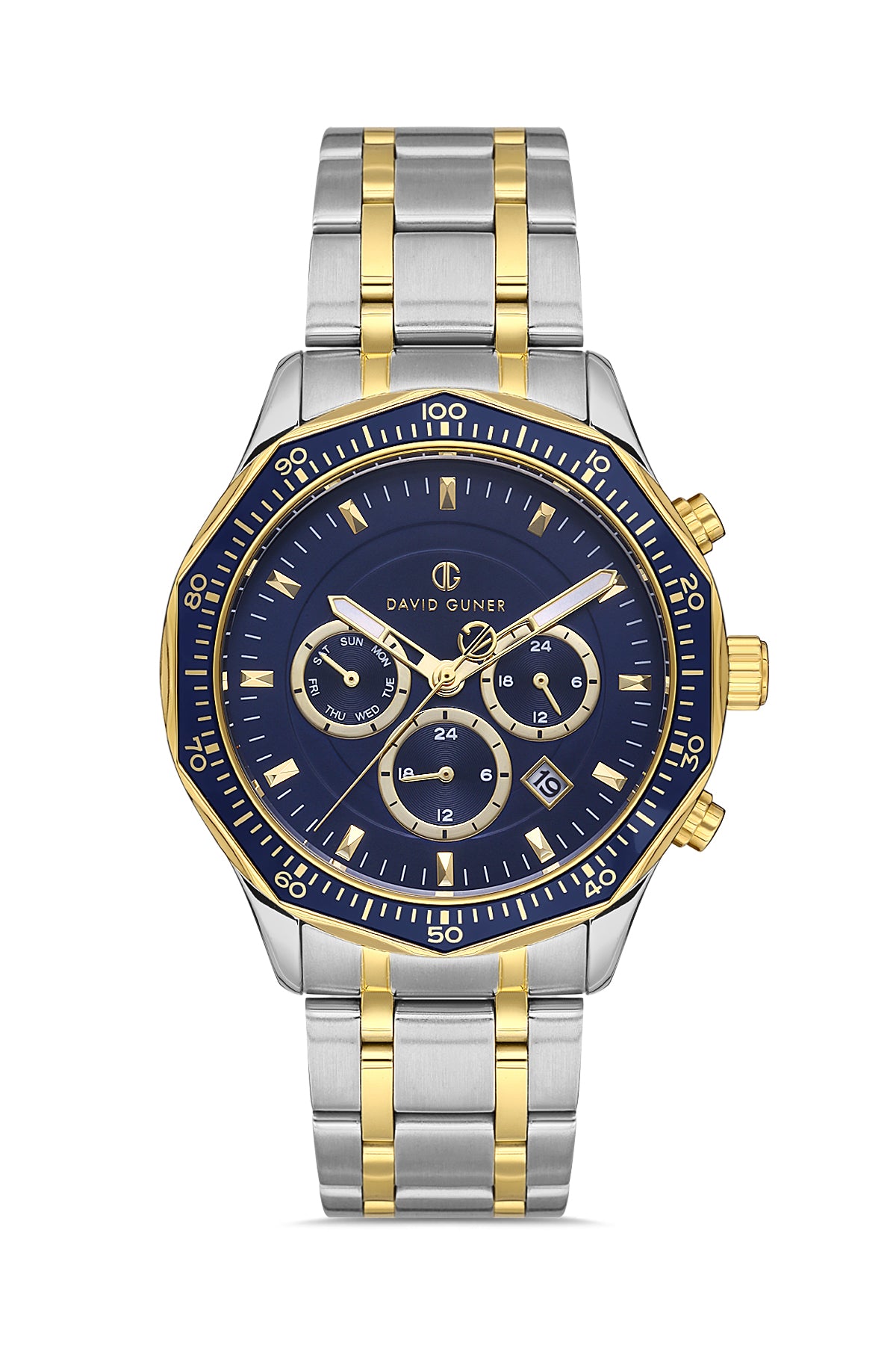 DAVID GUNER Blue Dial Yellow White Coated Men's Watch
