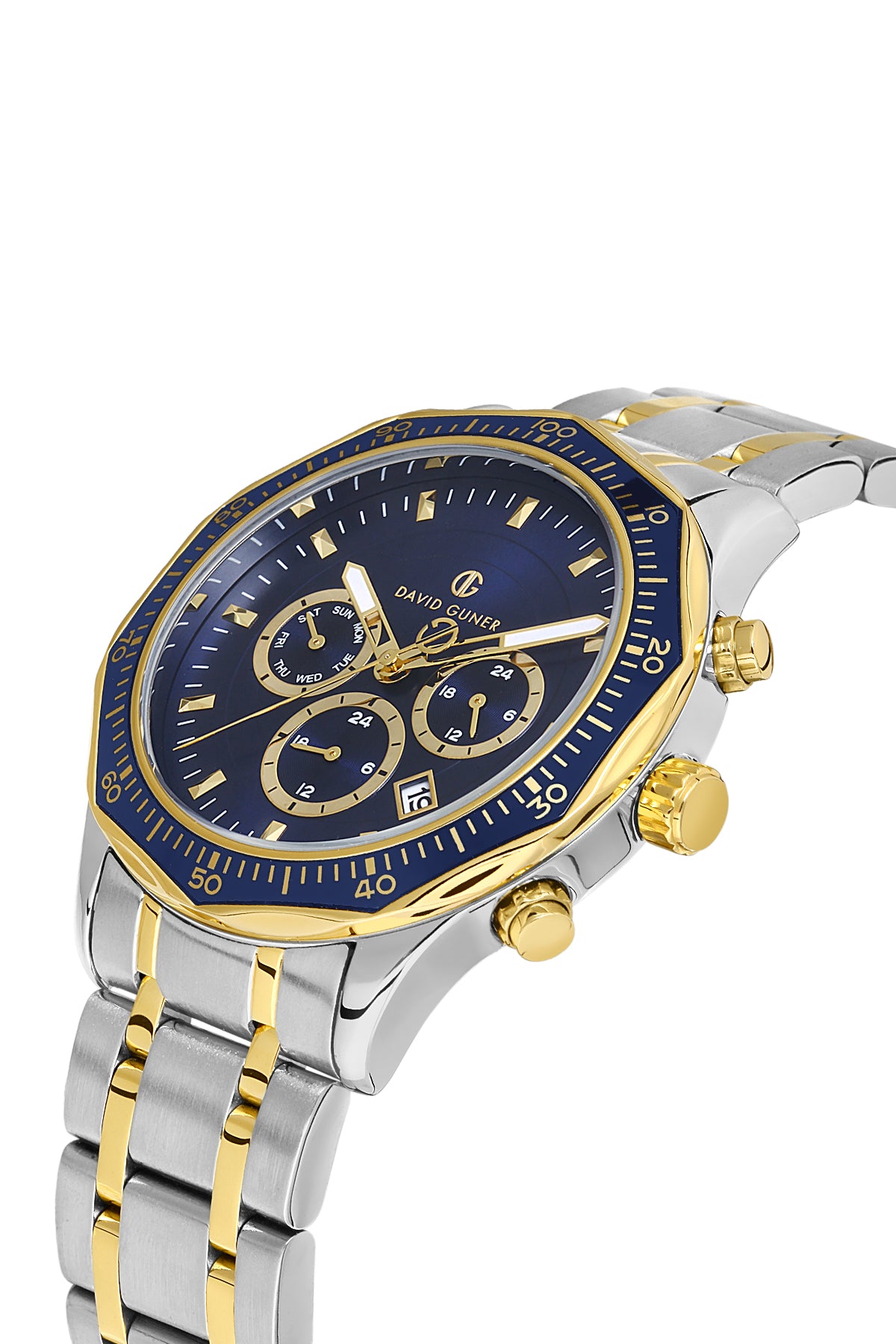 DAVID GUNER Blue Dial Yellow White Coated Men's Watch