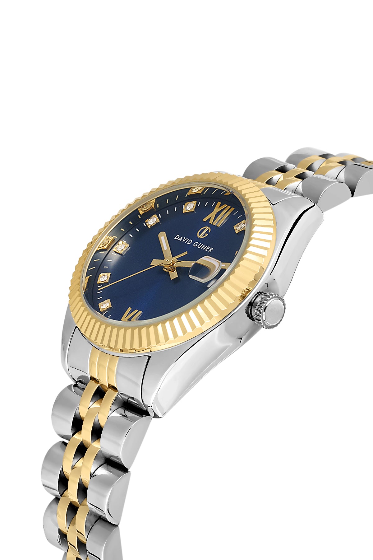 DAVID GUNER Mavi Kadranlı Sarı Beyaz Kaplamalı Kadın Kol Saati - DG-8630LA-D3