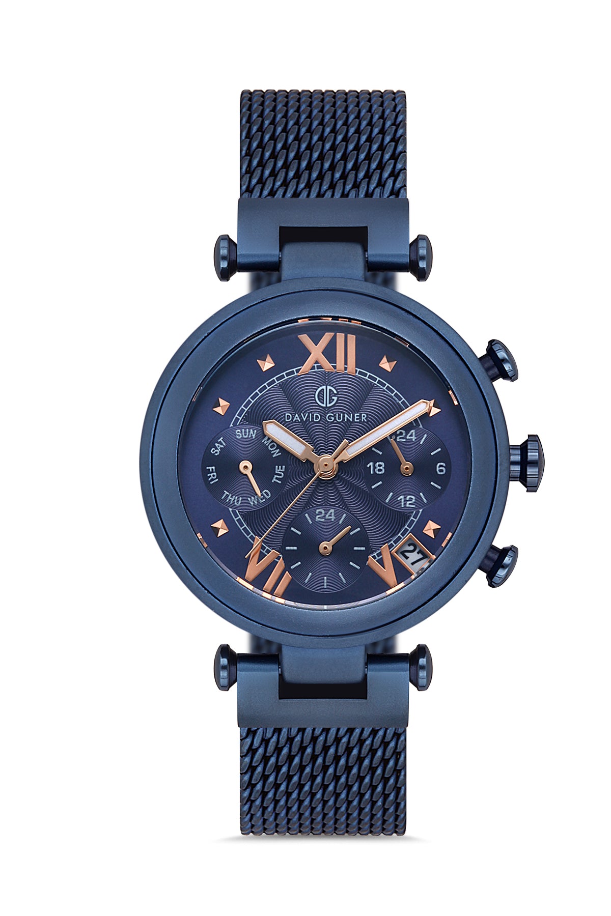 Davıd Guner Blue Coated Steel Braided Band Women's Watch