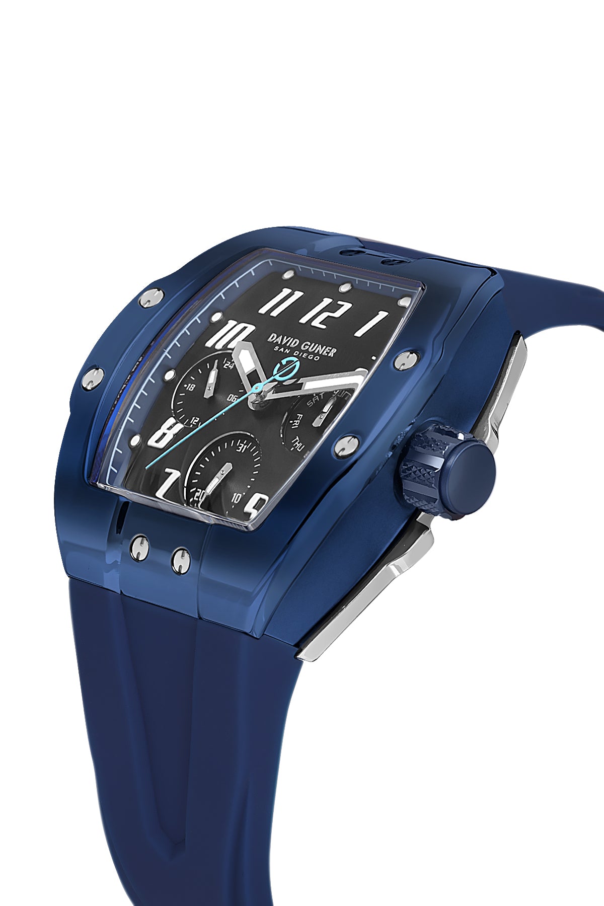 DAVID GUNER Mavi Kaplamalı Siyah Kadranlı Erkek Kol Saati - DG-8883GD-H2