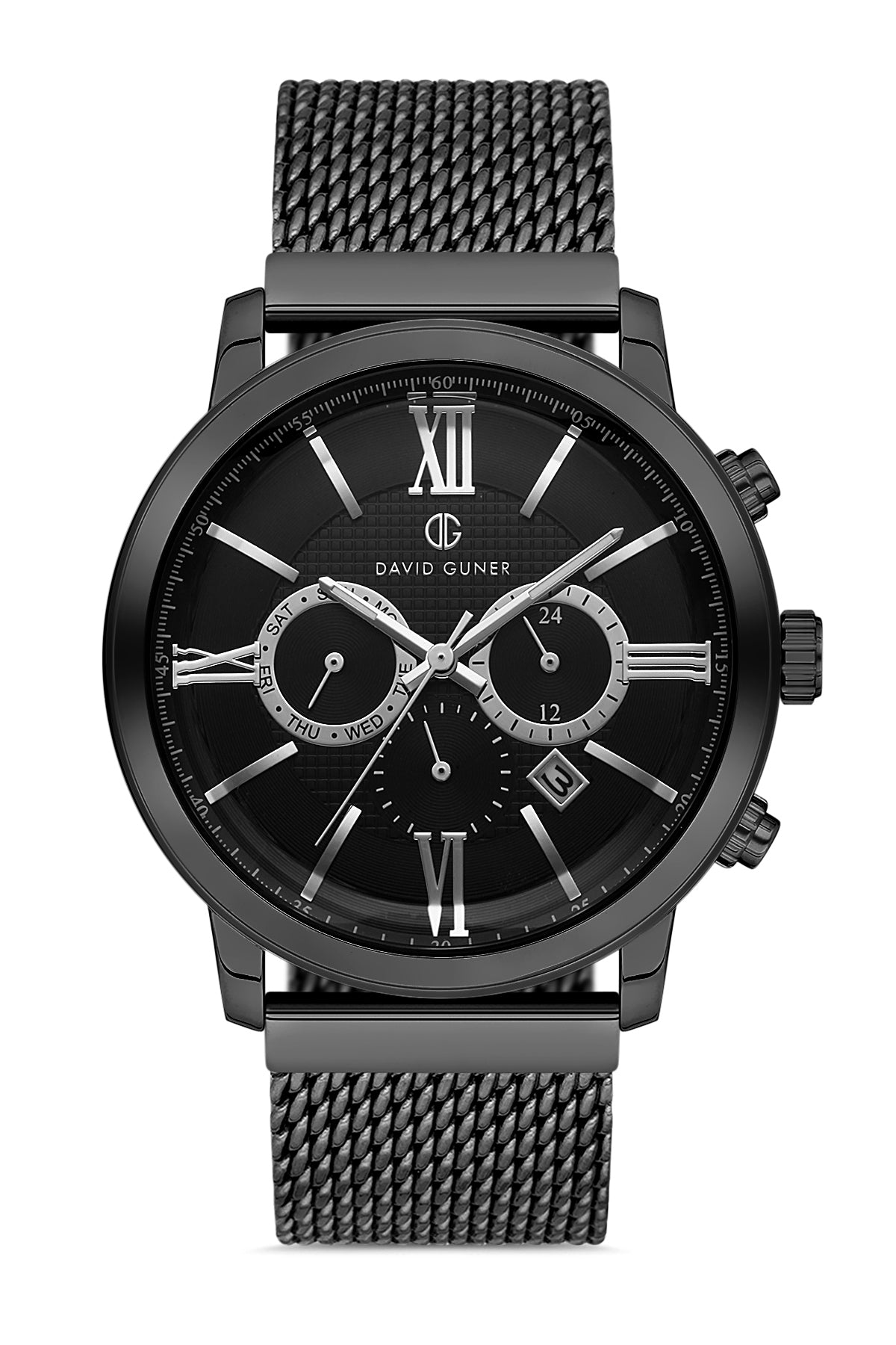 Davıd Guner Multifunctional Black Coated Men's Watch