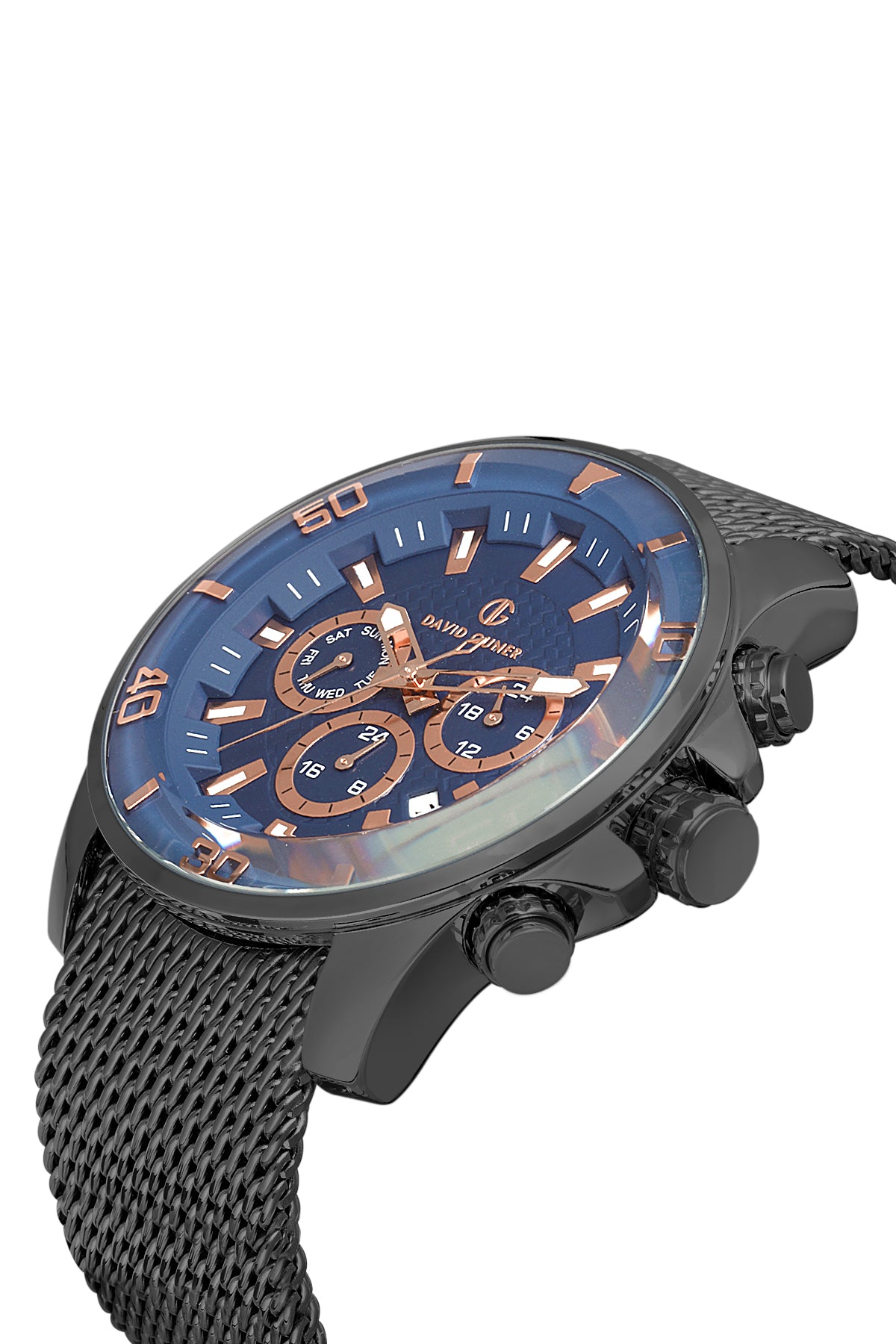 DAVID GUNER Multifonksiyonlu Gri Kaplamalı Lacivert Kadranlı Erkek Kol Saati - DG-8263GC-V3