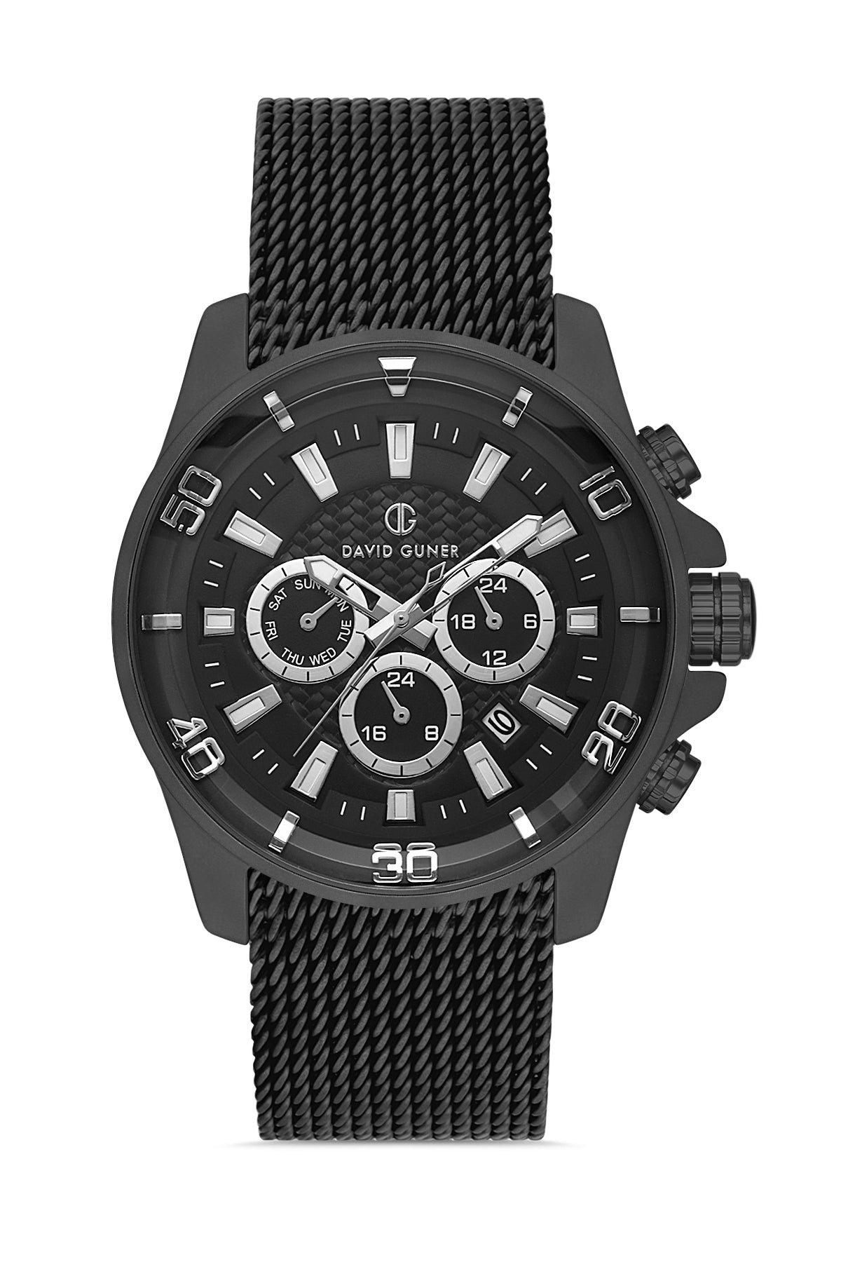 DAVID GUNER Multifonksiyonlu Gri Kaplamalı Siyah Kadranlı Erkek Kol Saati - DG-8263GC-G2E