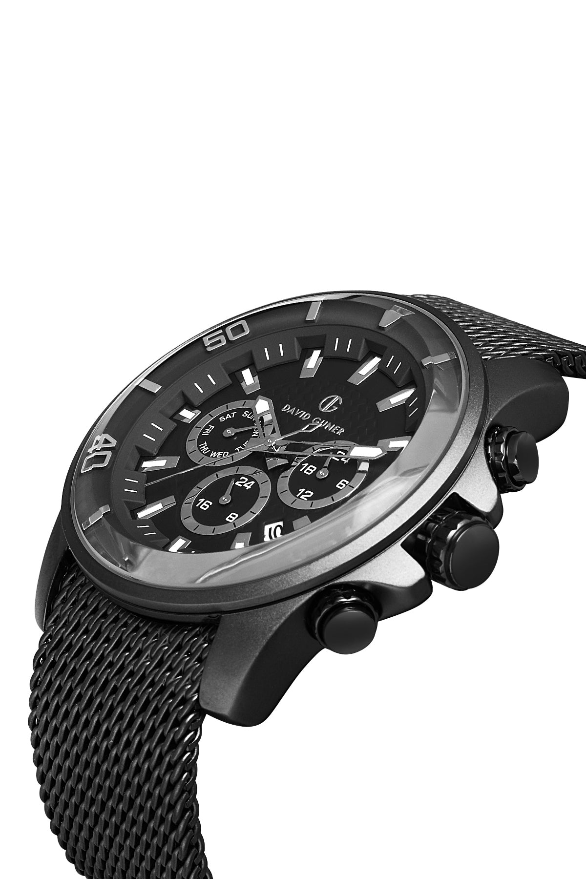 DAVID GUNER Multifonksiyonlu Gri Kaplamalı Siyah Kadranlı Erkek Kol Saati - DG-8263GC-G2E