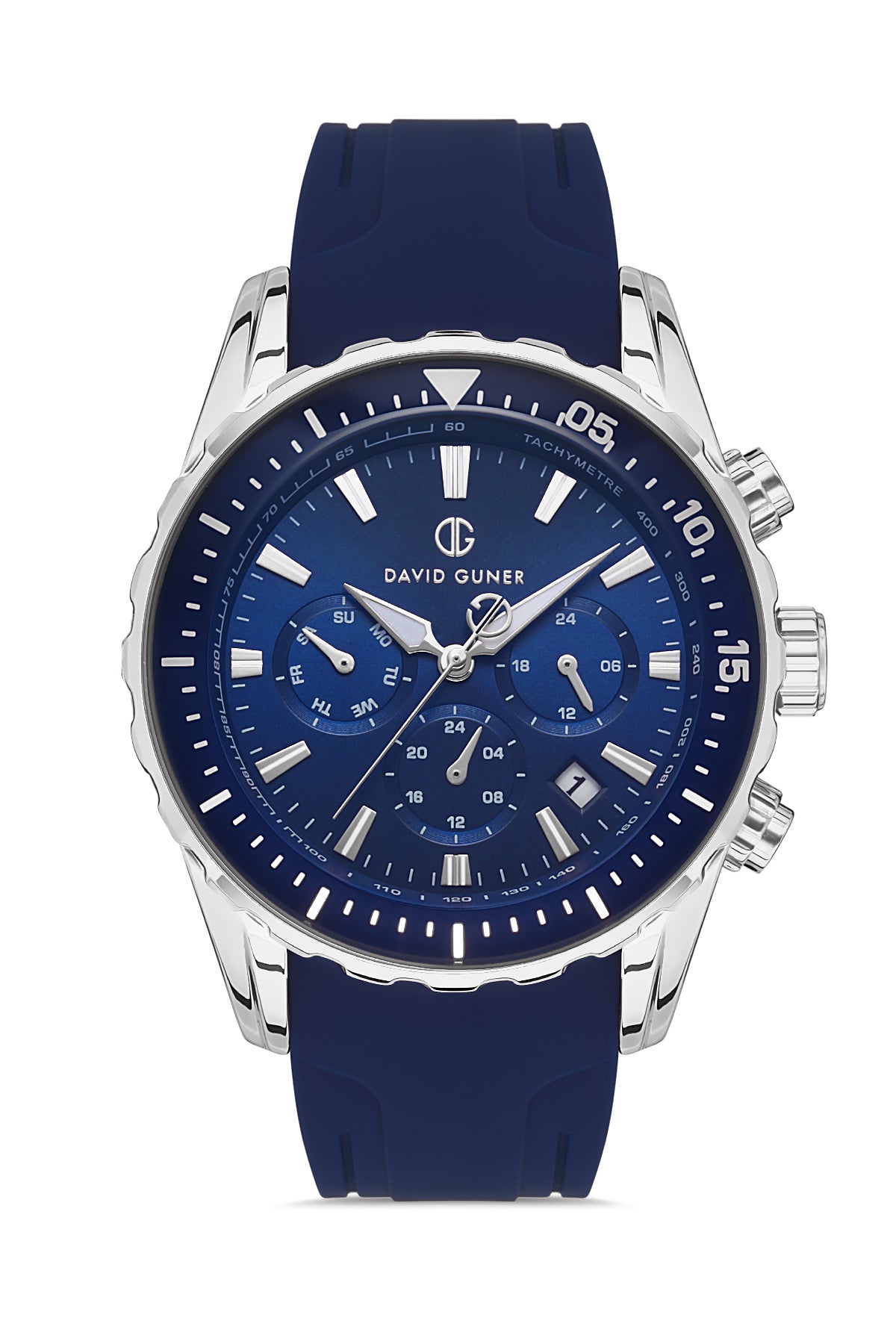 DAVID GUNER Multifonksiyonlu Gümüş Mavi Kaplamalı Erkek Kol Saati - DG-8404GD-L3