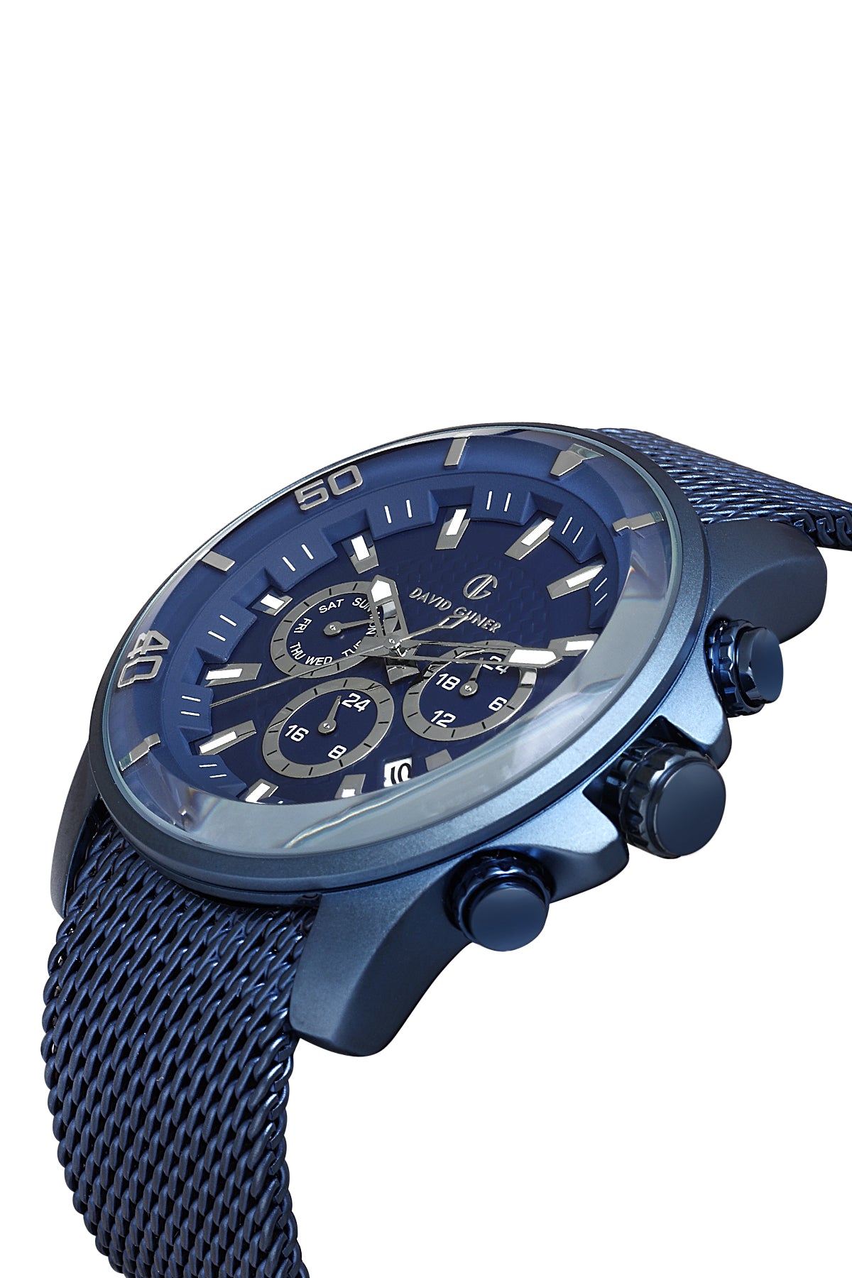 DAVID GUNER Multifonksiyonlu Lacivert Kaplamalı Lacivert Kadranlı Erkek Kol Saati - DG-8263GC-H3E