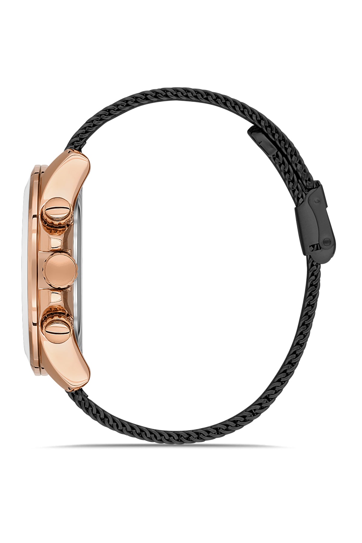 DAVID GUNER Multifonksiyonlu Rose Kaplamalı Siyah Kordonlu Erkek Kol Saati - DG-8263GC-R2