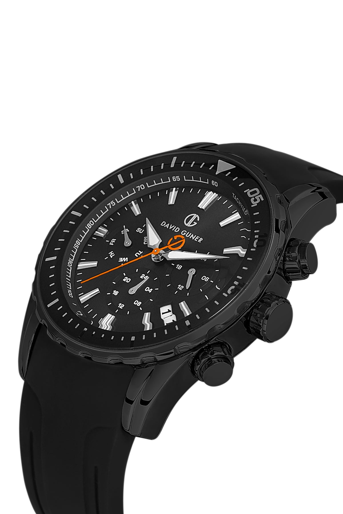 DAVID GUNER Multifunctional Black Coated Men's Watch