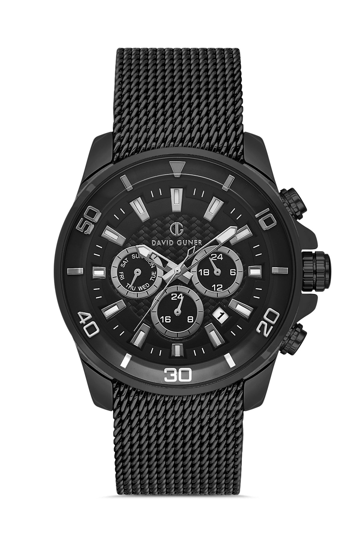 DAVID GUNER Multifonksiyonlu Siyah Kaplamalı Siyah Kadranlı Erkek Kol Saati - DG-8263GC-G2