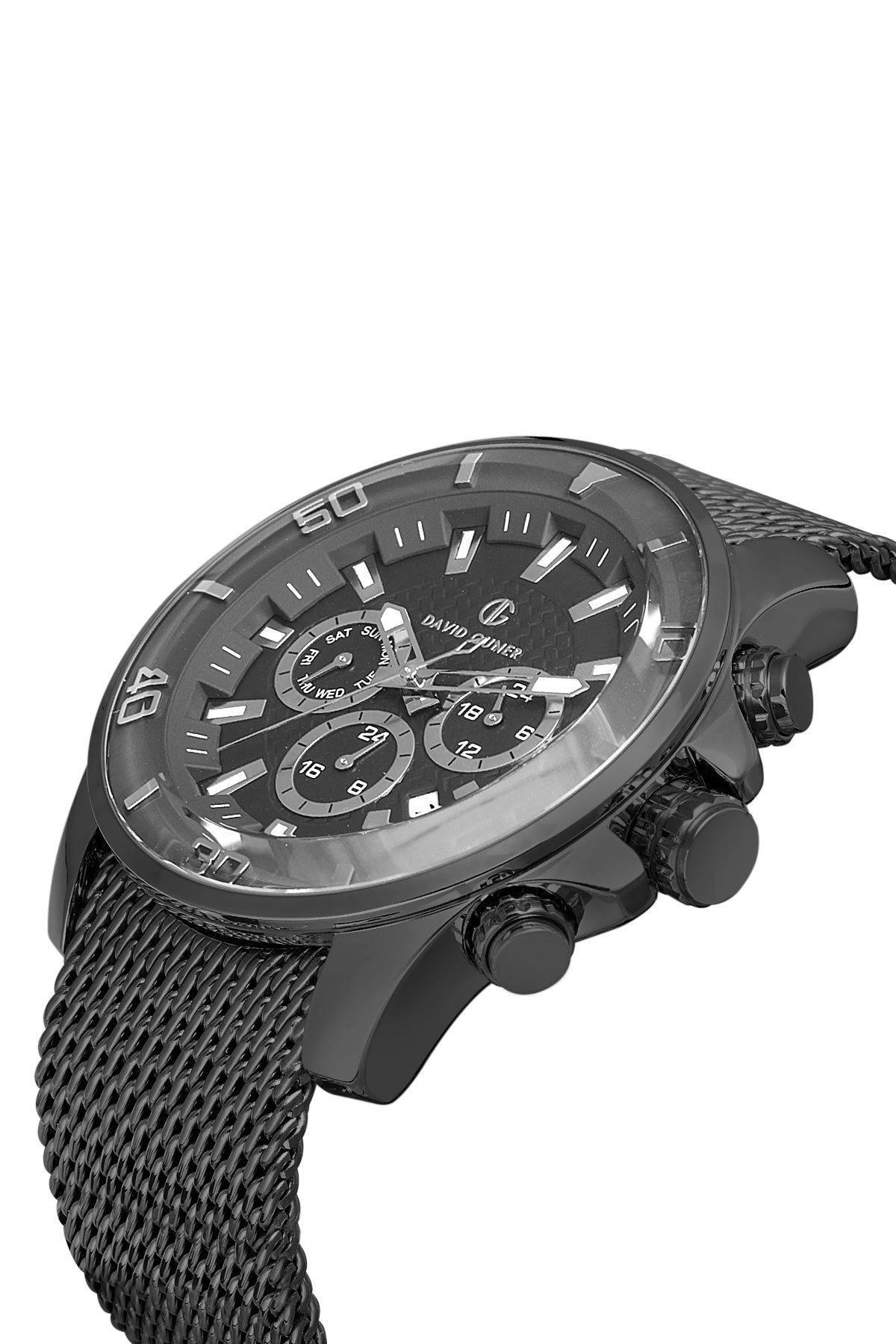 DAVID GUNER Multifonksiyonlu Siyah Kaplamalı Siyah Kadranlı Erkek Kol Saati - DG-8263GC-G2