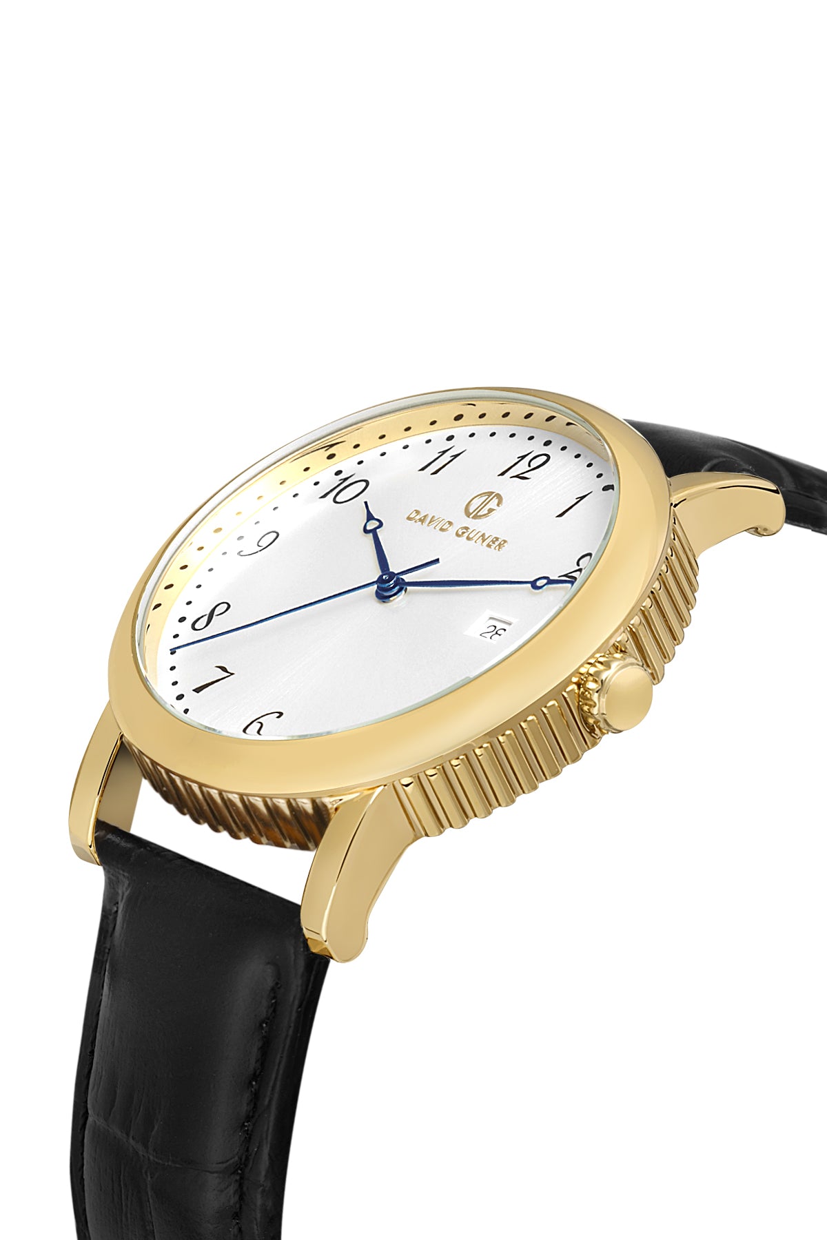 DAVID GUNER Orijinal Deri Kordonlu Sarı Kaplama Erkek Kol Saati - DG-8671GB-N1