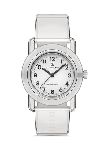 DAVID GUNER Rakamlı Beyaz Plastik Kordonlu Geri Dönüştürülebilir Su Geçirmez Unisex Kol Saati - DG-8661LD-A1A
