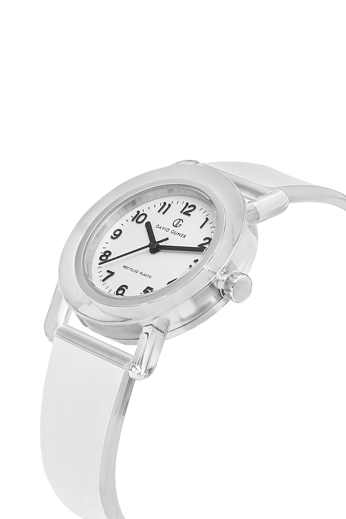 DAVID GUNER Rakamlı Beyaz Plastik Kordonlu Geri Dönüştürülebilir Su Geçirmez Unisex Kol Saati - DG-8661LD-A1A