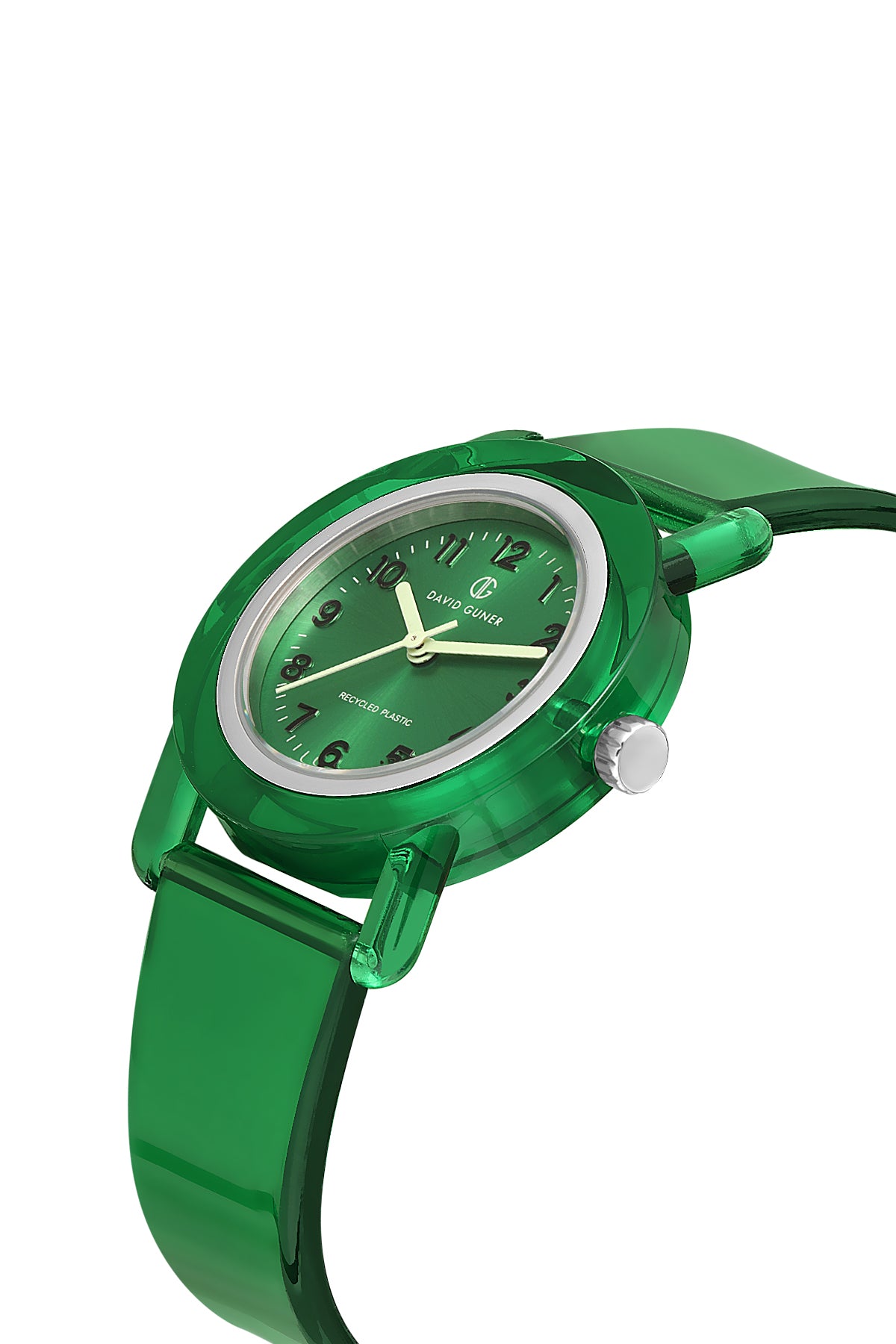 DAVID GUNER Rakamlı Yeşil Plastik Kordonlu Geri Dönüştürülebilir Su Geçirmez Unisex Kol Saati - DG-8661LD-ZF10A