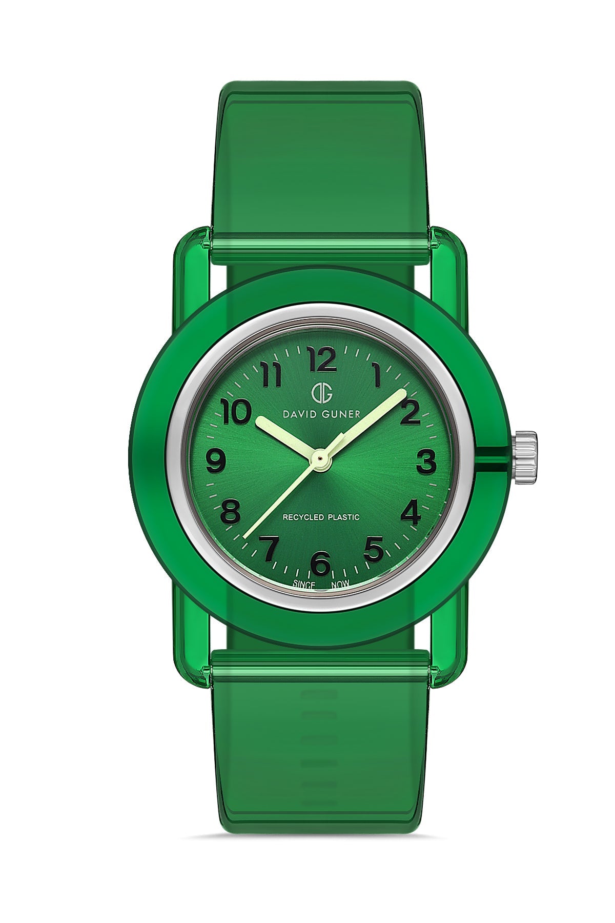 DAVID GUNER Rakamlı Yeşil Plastik Kordonlu Geri Dönüştürülebilir Su Geçirmez Unisex Kol Saati - DG-8661LD-ZF10A