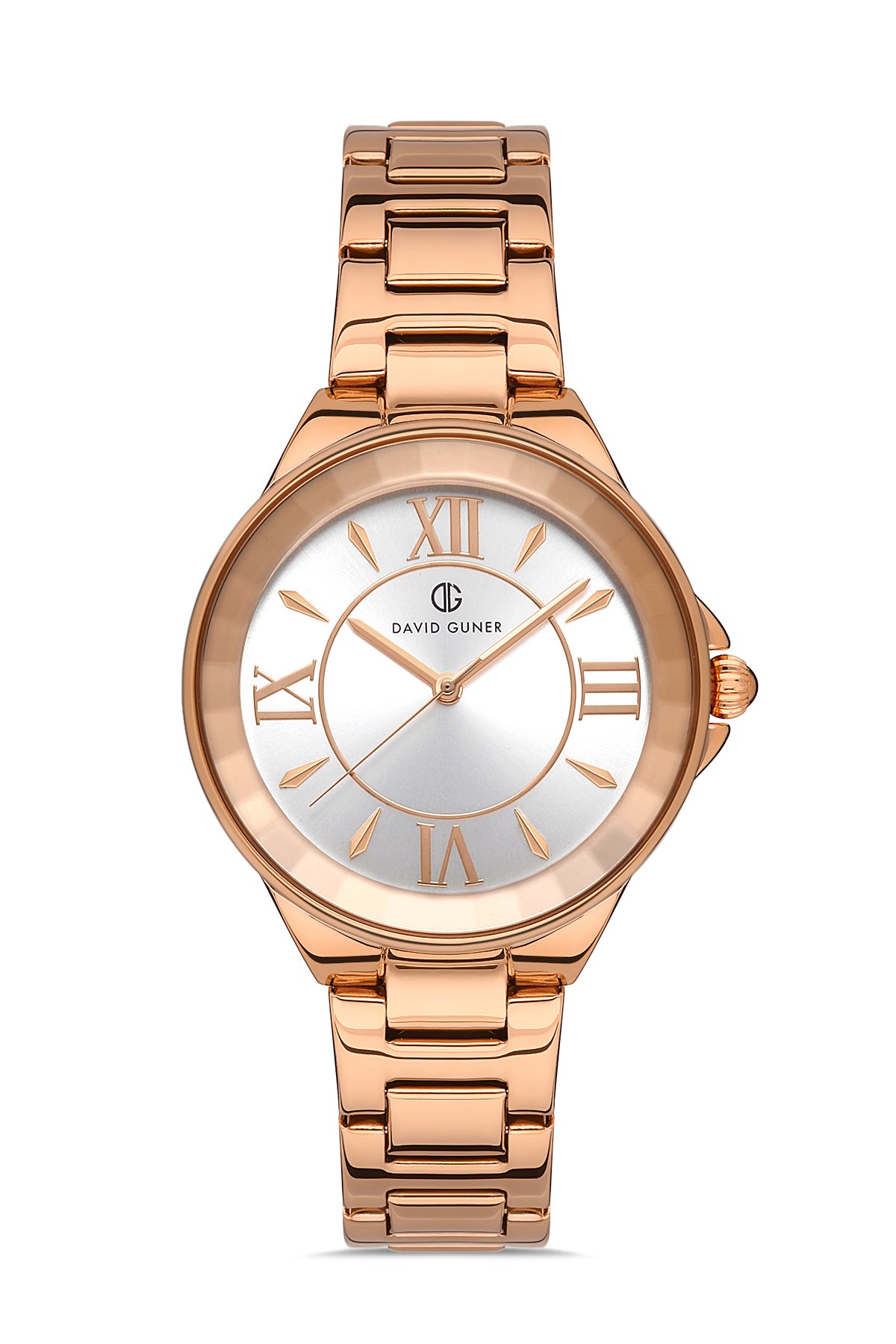 DAVID GUNER Roma Rakamlı Beyaz Kadranlı Rose Paslanmaz Masif Çelik Kadın Kol Saati - DG-8097LA-C1