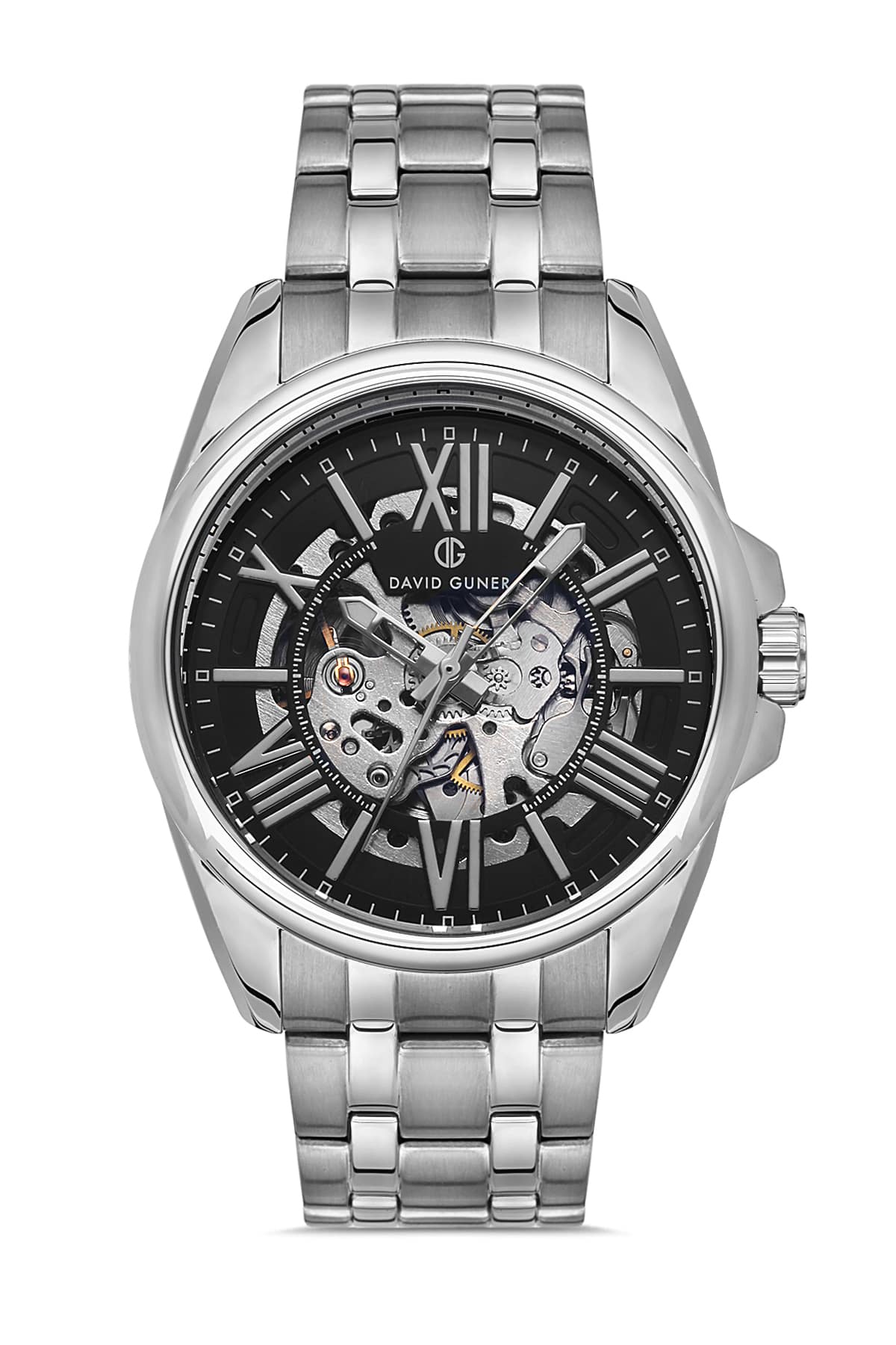 DAVID GUNER Roman Numeral Automatic Function Black Dial Men's Watch