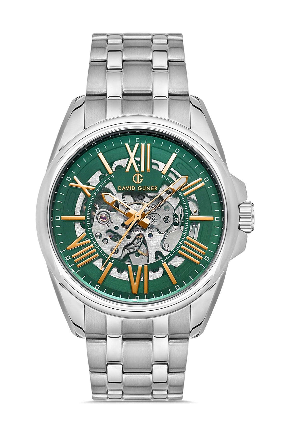 DAVID GUNER Roman Numeral Automatic Function Green Dial Men's Watch