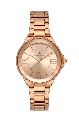 DAVID GUNER Roma Rakamlı Rose Kadranlı Rose Paslanmaz Masif Çelik Kadın Kol Saati - DG-8097LA-C5