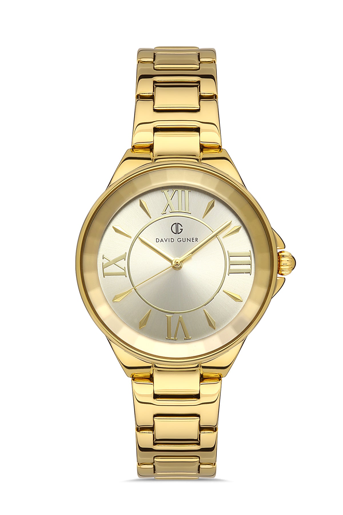 DAVID GUNER Roma Rakamlı Sarı Kadranlı Sarı Paslanmaz Masif Çelik Kadın Kol Saati - DG-8097LA-B4