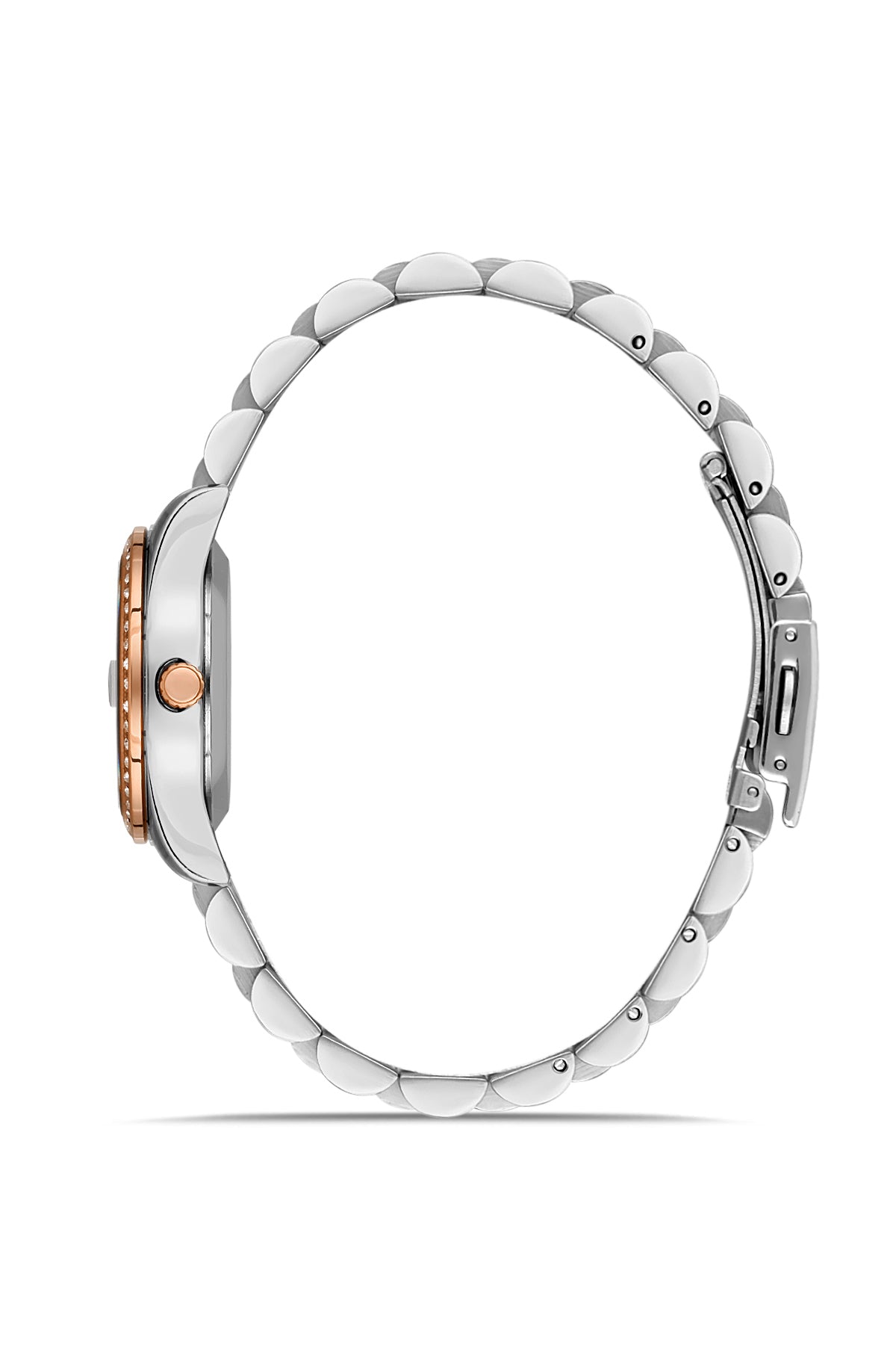 DAVID GUNER Rose White Silver Dial Women's Watch with Stainless Band