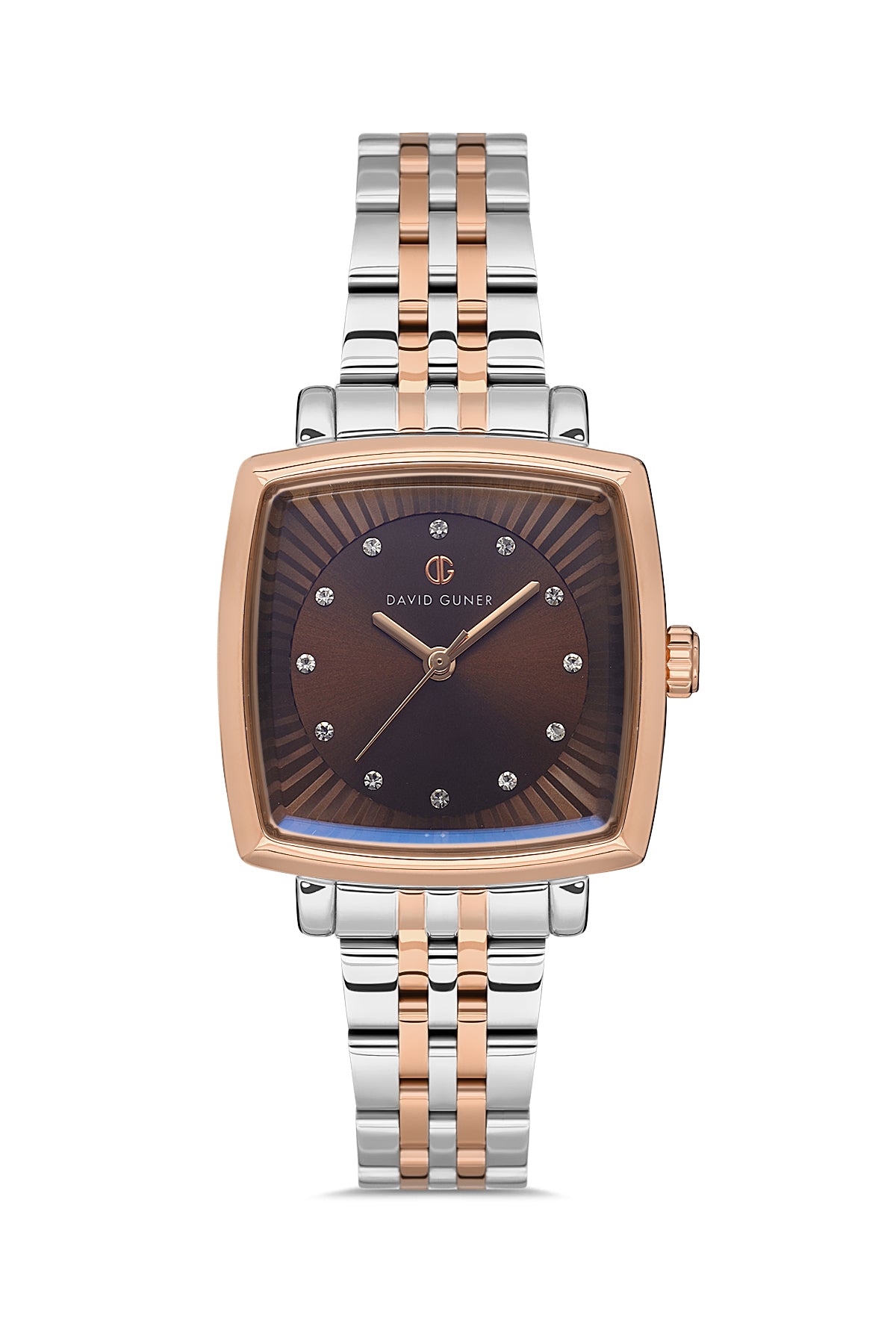 David Guner Rose White Plating Brown Dial Women's Watch
