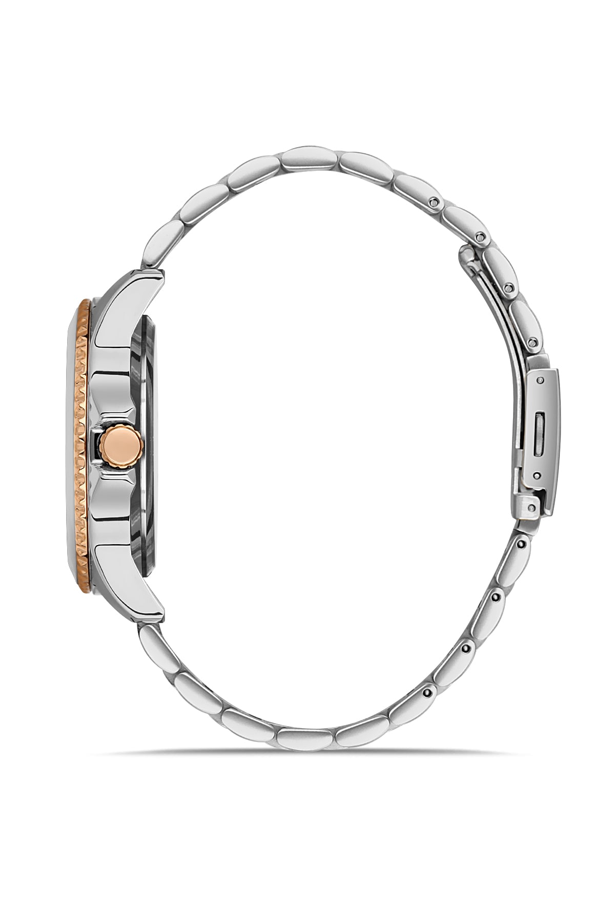 DAVID GUNER Rose Beyaz Kaplama Kahverengi Kadranlı Takvimli Paslanmaz Masif Çelik Erkek Kol Saati - DG-8461GA-E6