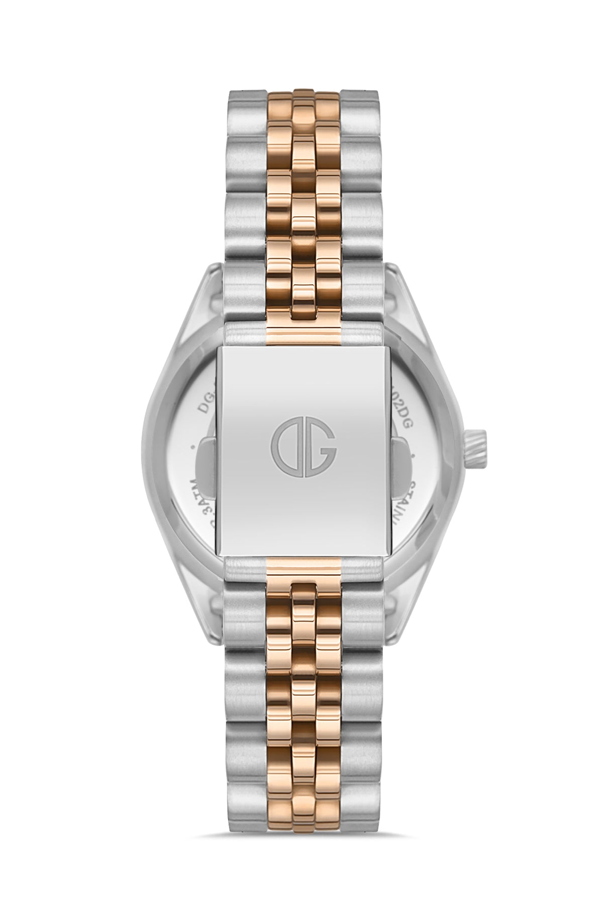 DAVID GUNER Rose Beyaz Kaplama Mavi Kadranlı Takvimli Paslanmaz Masif Çelik Kadın Kol Saati - DG-8058LA-E3