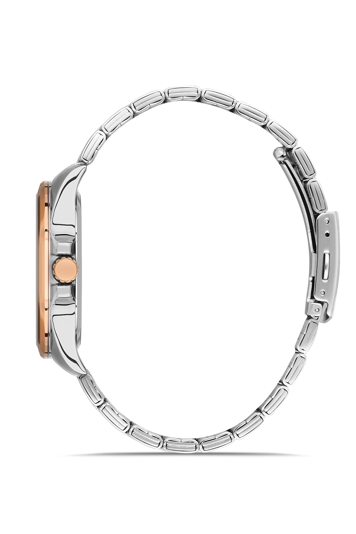 DAVID GUNER Rose-Beyaz Kaplama Siyah Kadranlı Takvimli Paslanmaz Masif Çelik Kordonlu Erkek Kol Saati - DG-8071GA-E2