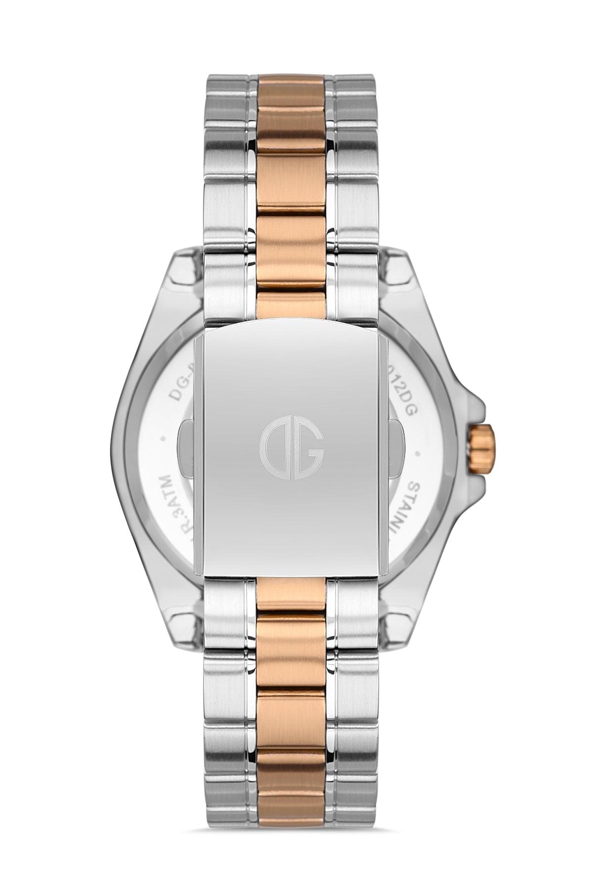 DAVID GUNER Rose-Beyaz Kaplama Siyah Kadranlı Takvimli Paslanmaz Masif Çelik Kordonlu Erkek Kol Saati - DG-8071GA-E2