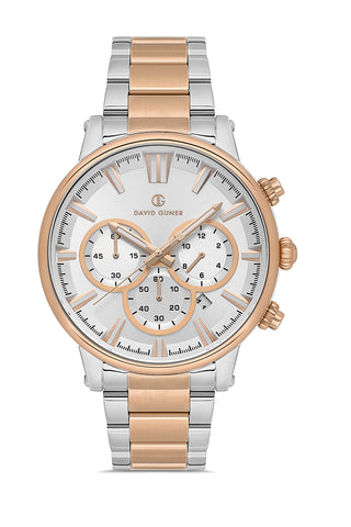 DAVID GUNER ROSE BEYAZ KAPLAMALI BEYAZ KADRANLI ERKEK KOL SAATİ - DG-8536GA-E1