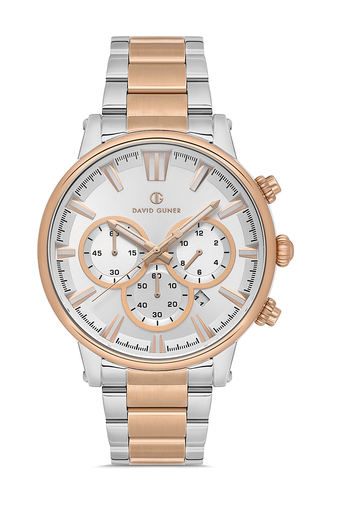 DAVID GUNER ROSE BEYAZ KAPLAMALI BEYAZ KADRANLI ERKEK KOL SAATİ - DG-8536GA-E1