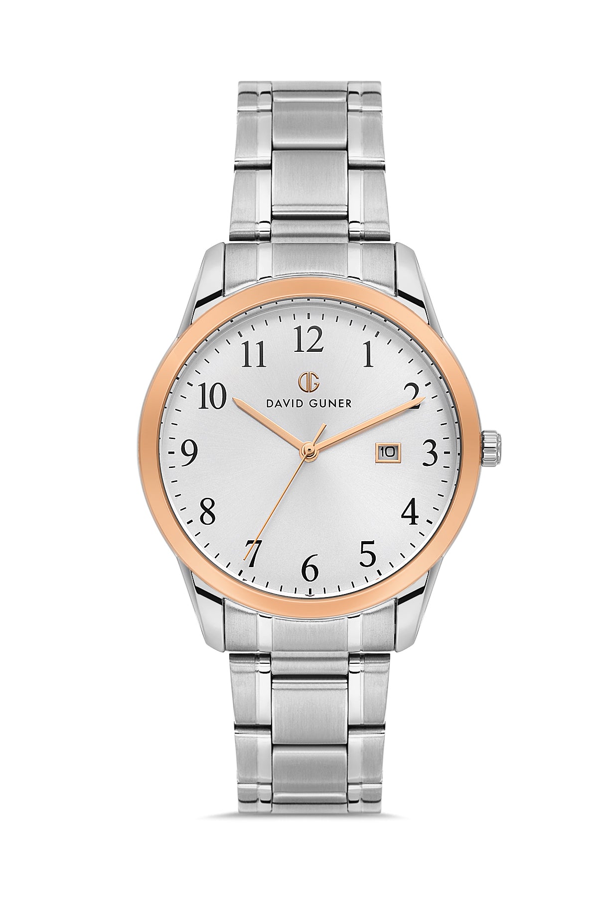 DAVID GUNER Rose Beyaz Kaplama Gümüş Kadranlı Takvimli Erkek Kol Saati